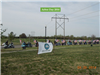 Motorcycles with American flags line the street at the 2014 Arbor Day ceremony.