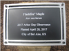 Tree plaque for 2017 Arbor Day. Tree planted was a Flashfire Maple on April 28, 2017.