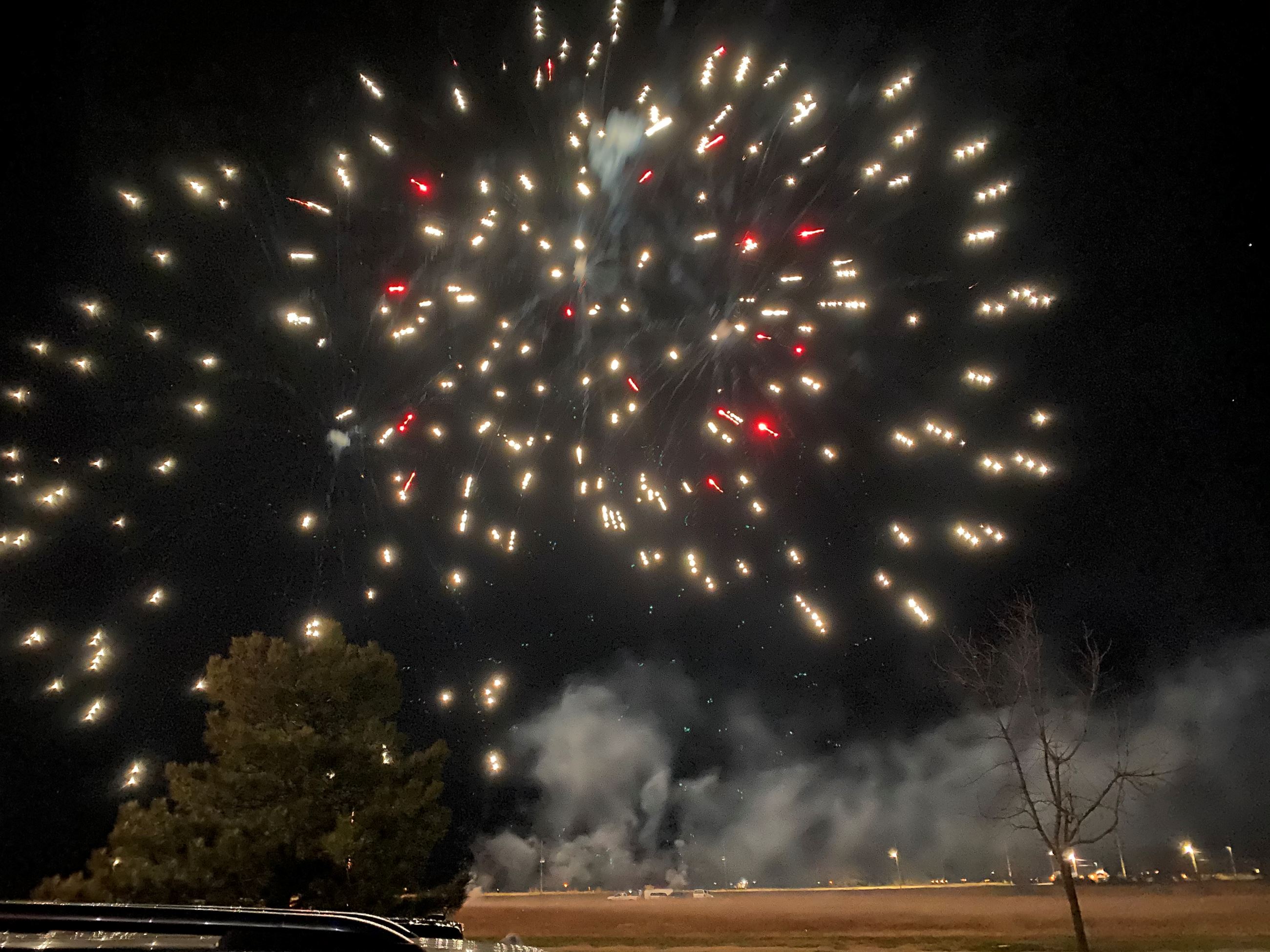 Fireworks in the night sky in Bel Aire