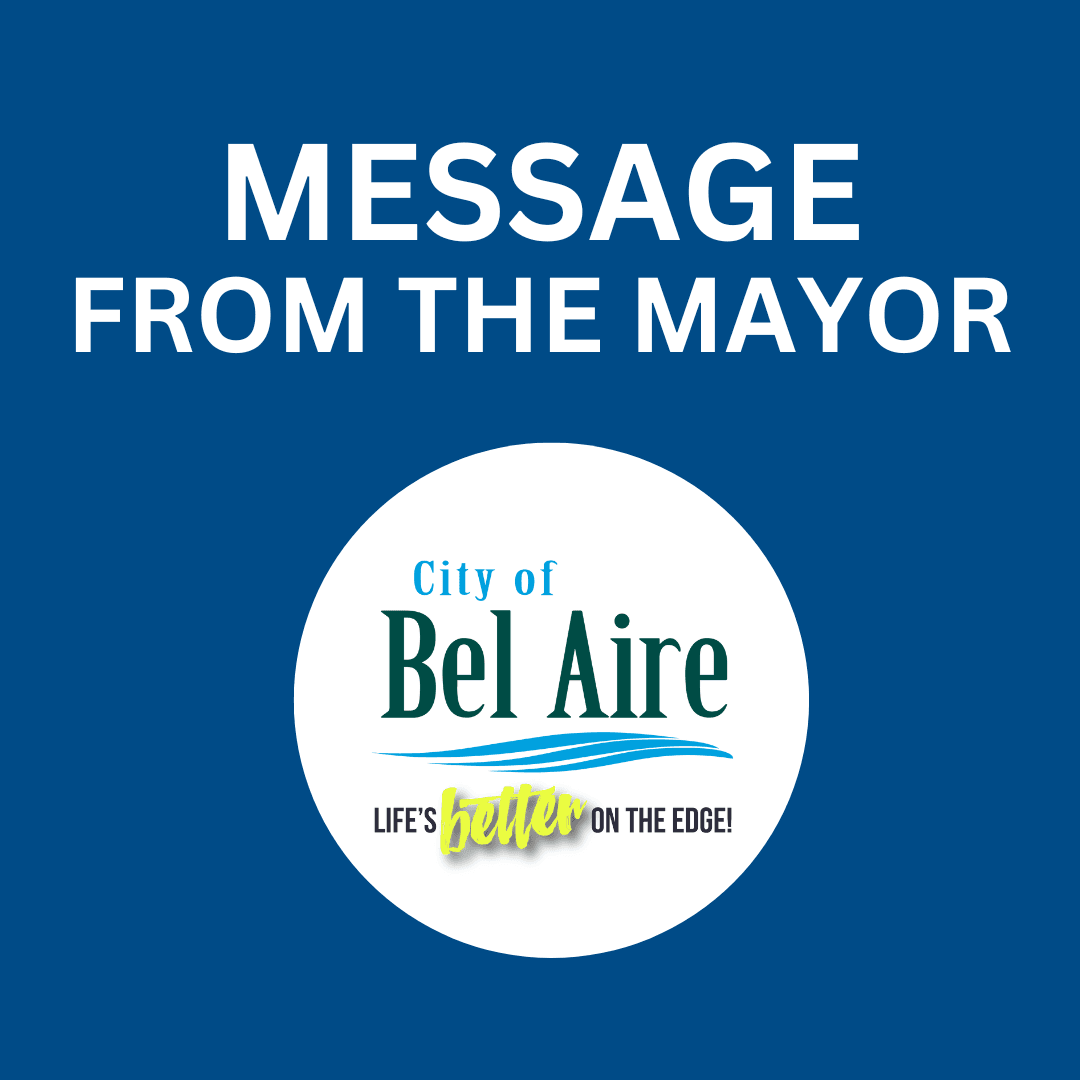 MESSAGE FROM THE MAYOR with City of Bel Aire Logo